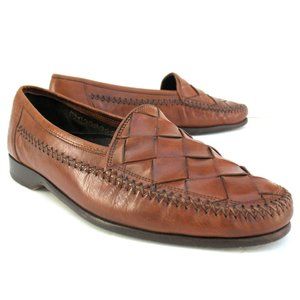 Bragano - Slip On Loafers Shoes Woven Leather Sz 9